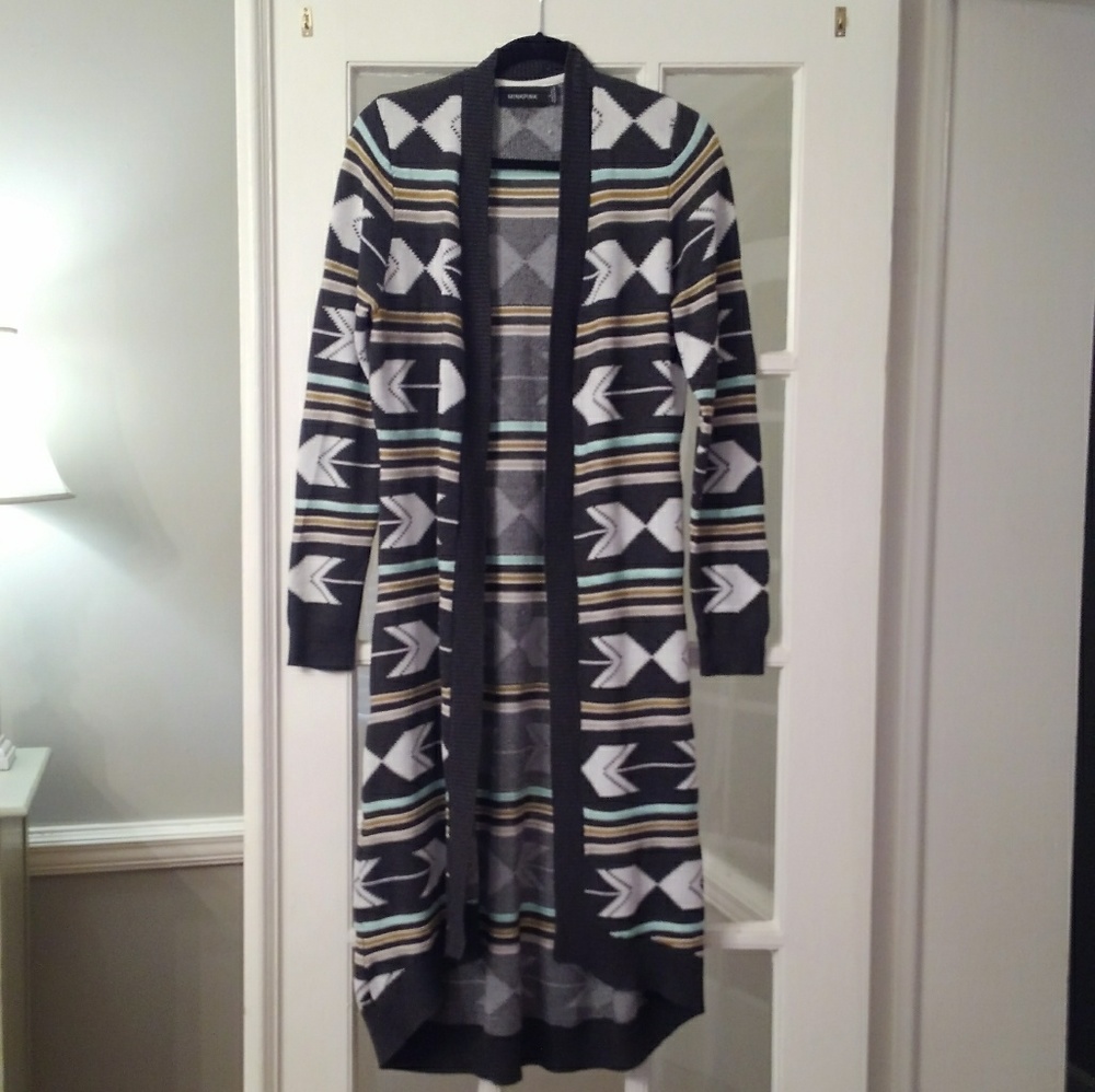 MinkPink Long Open Front Cardigan Sweater L